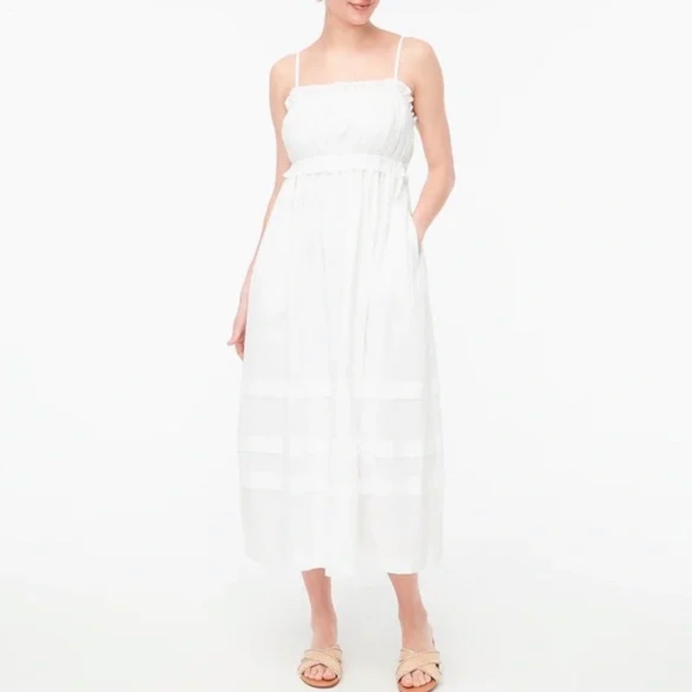 NWT J. Crew white cotton square neck scrappy maxi dress size 6